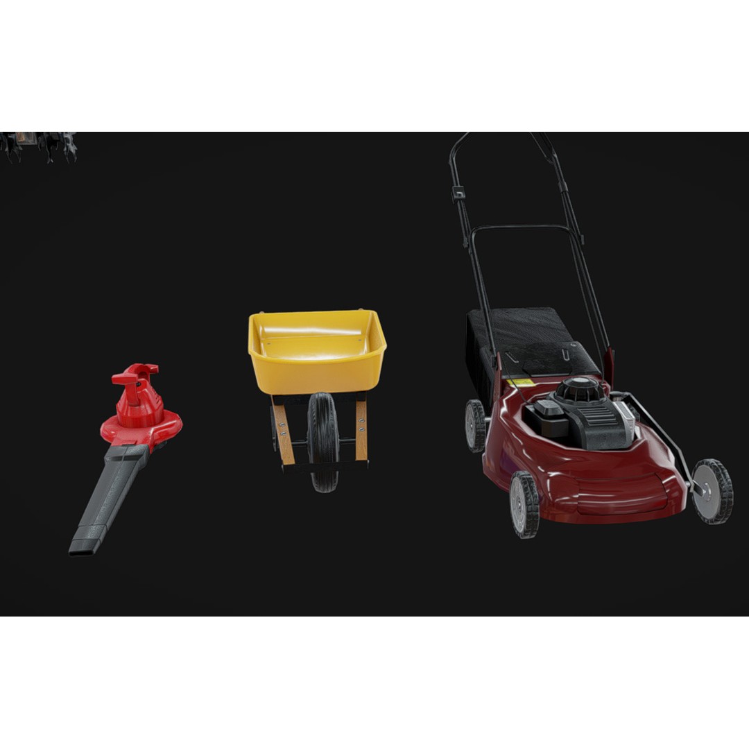Gardening Tool Pack 3D Model – Low Poly PBR Asset, FBX & Blender - View 5