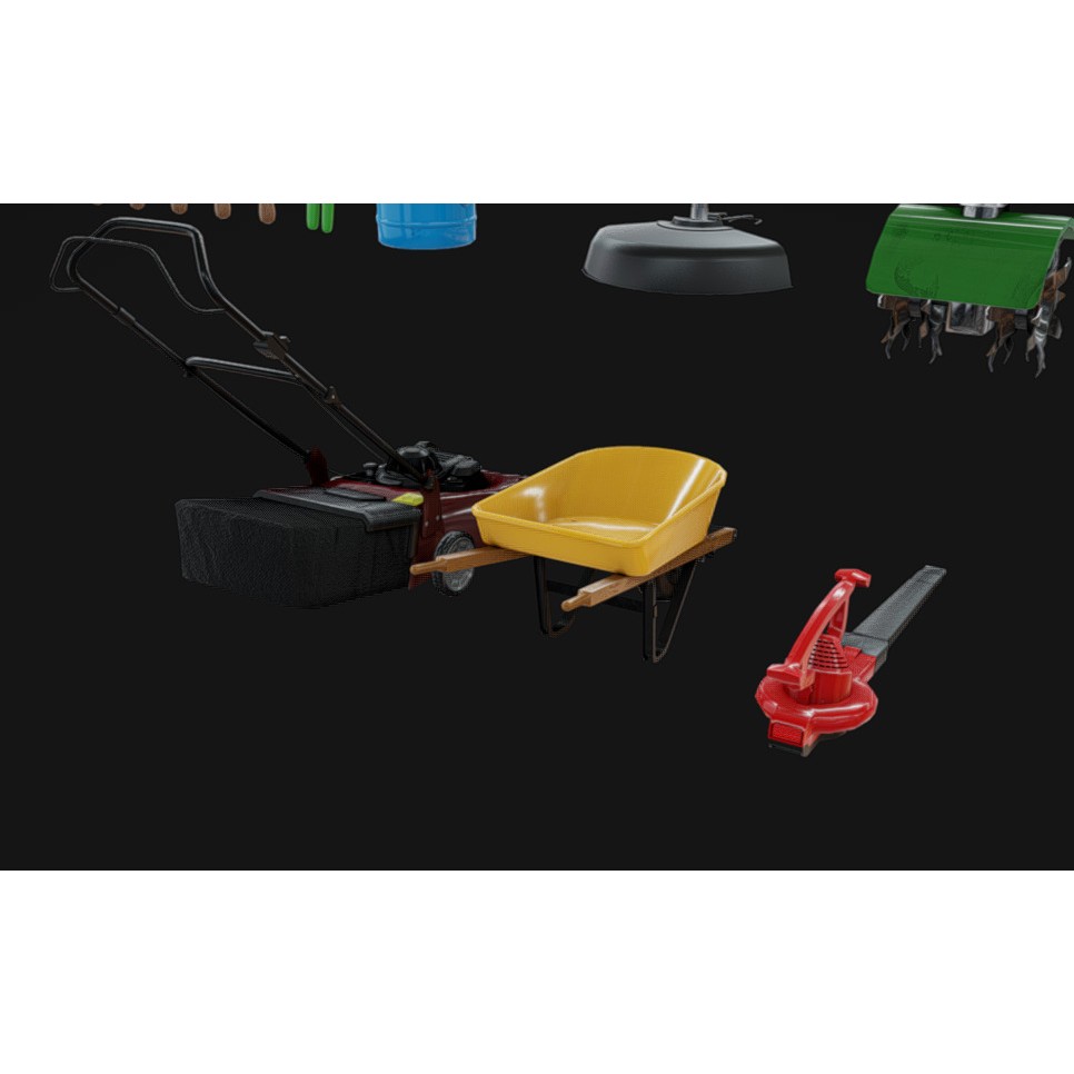 Gardening Tool Pack 3D Model – Low Poly PBR Asset, FBX & Blender - View 7