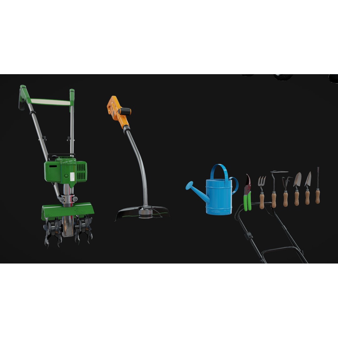 Gardening Tool Pack 3D Model – Low Poly PBR Asset, FBX & Blender - View 8