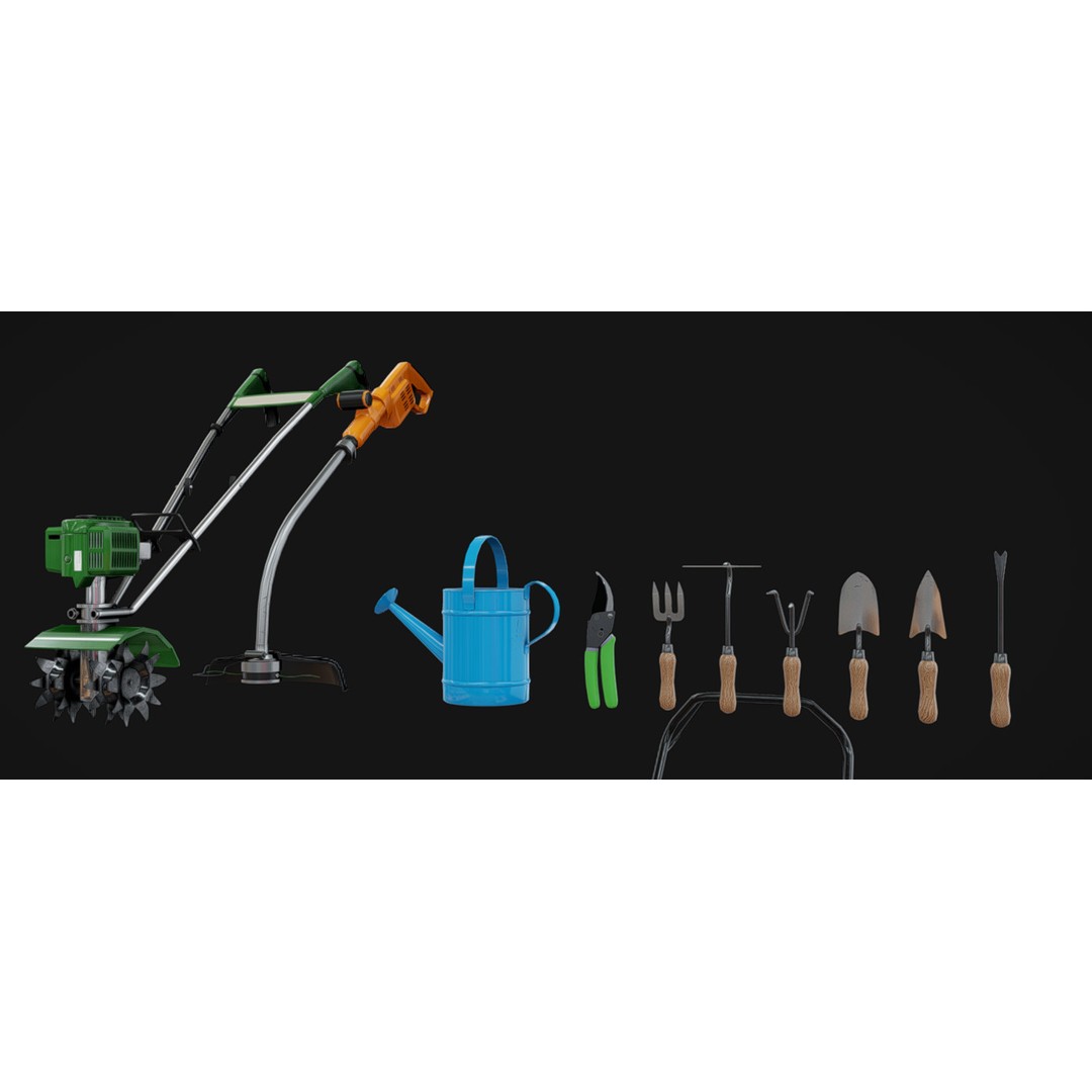 Gardening Tool Pack 3D Model – Low Poly PBR Asset, FBX & Blender - View 9