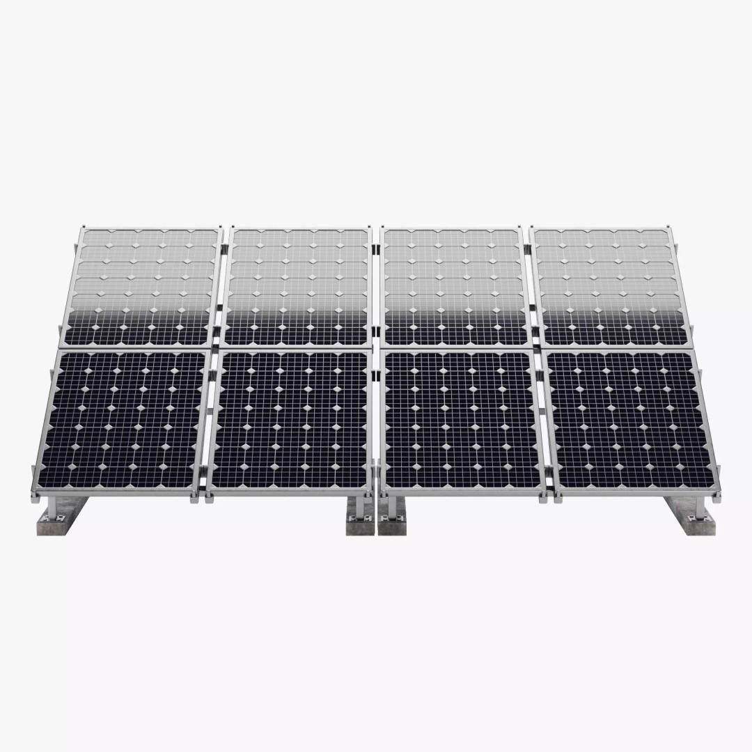 Solar Panel 3D Model – Double Monocrystalline Array, PBR, Blender