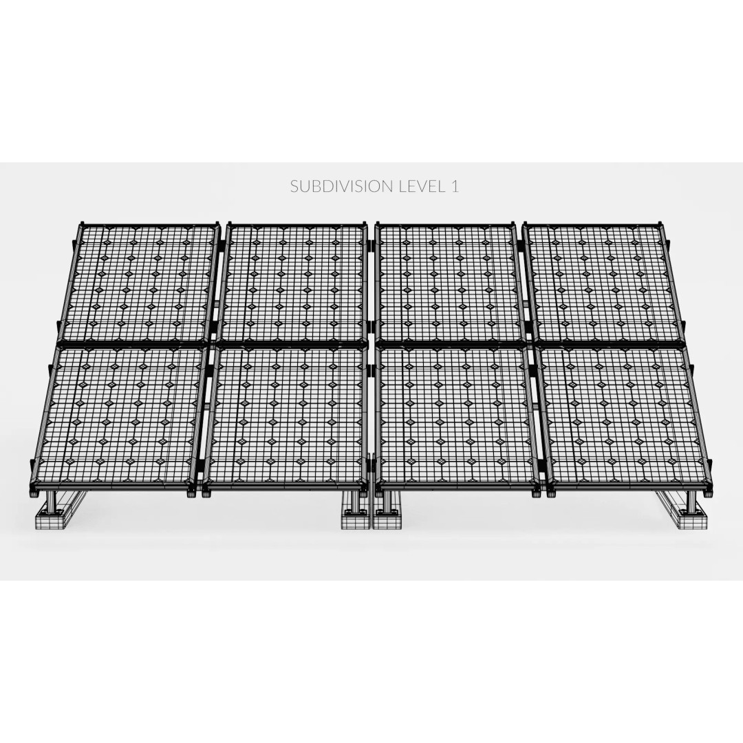 Solar Panel 3D Model – Double Monocrystalline Array, PBR, Blender - View 10