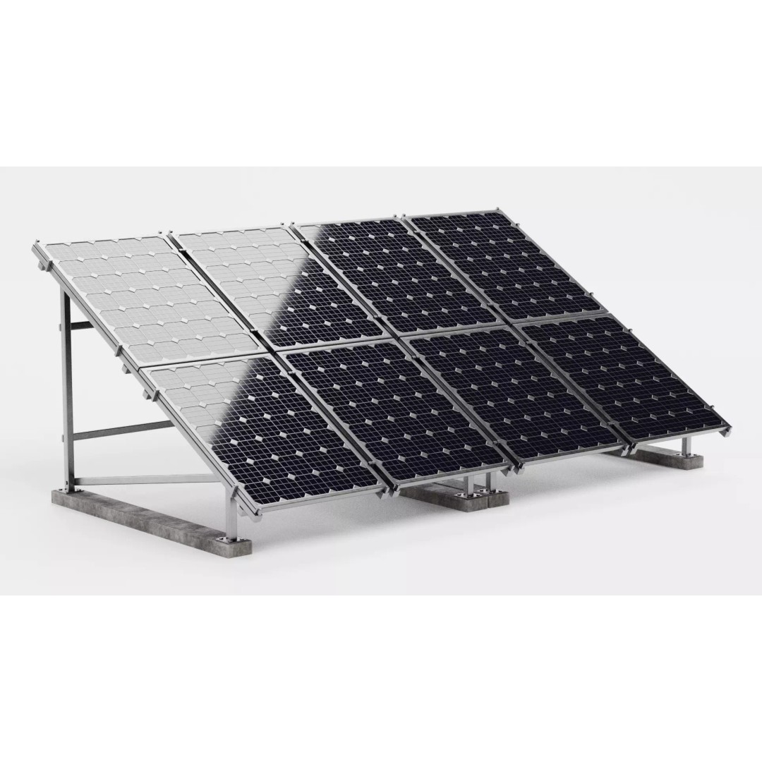 Solar Panel 3D Model – Double Monocrystalline Array, PBR, Blender - View 2
