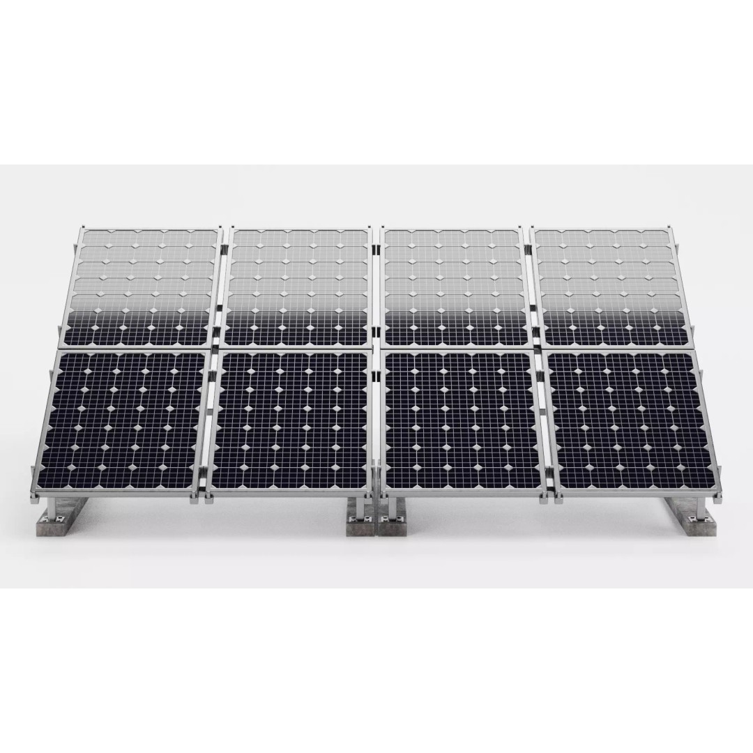 Solar Panel 3D Model – Double Monocrystalline Array, PBR, Blender - View 3