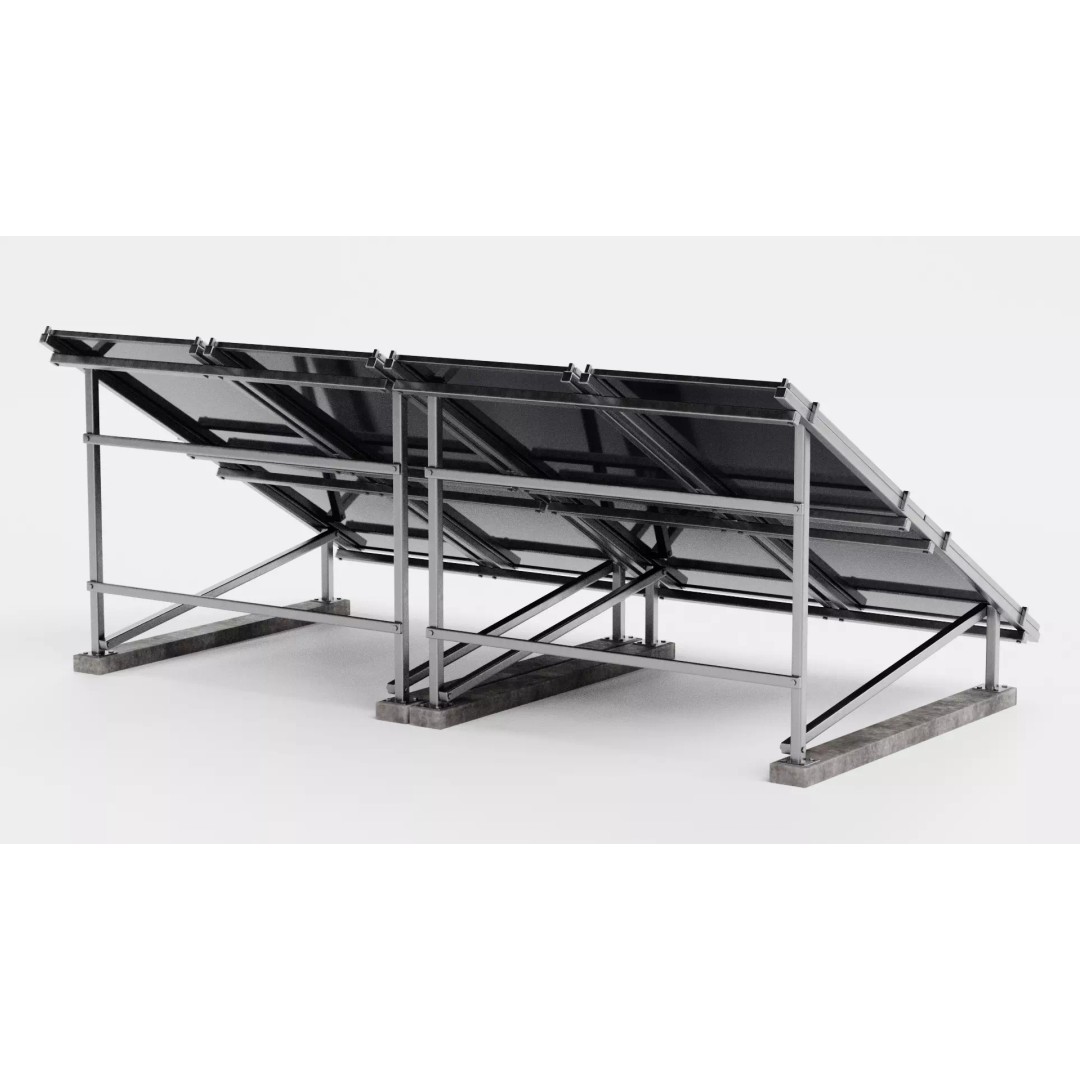 Solar Panel 3D Model – Double Monocrystalline Array, PBR, Blender - View 5