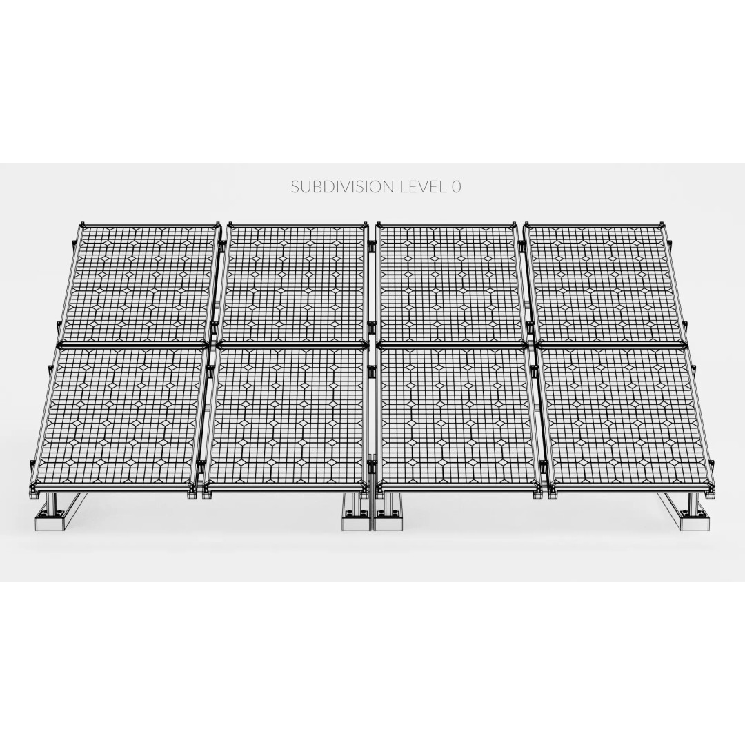 Solar Panel 3D Model – Double Monocrystalline Array, PBR, Blender - View 9