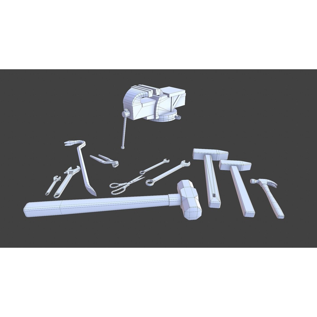 Set of Tools 3D Model – Low Poly Game Asset, FBX, PBR Textures - View 17