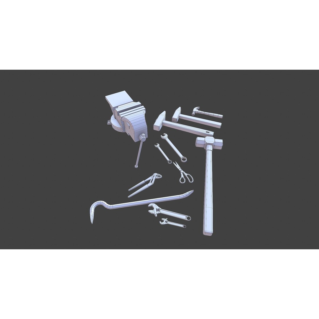 Set of Tools 3D Model – Low Poly Game Asset, FBX, PBR Textures - View 18