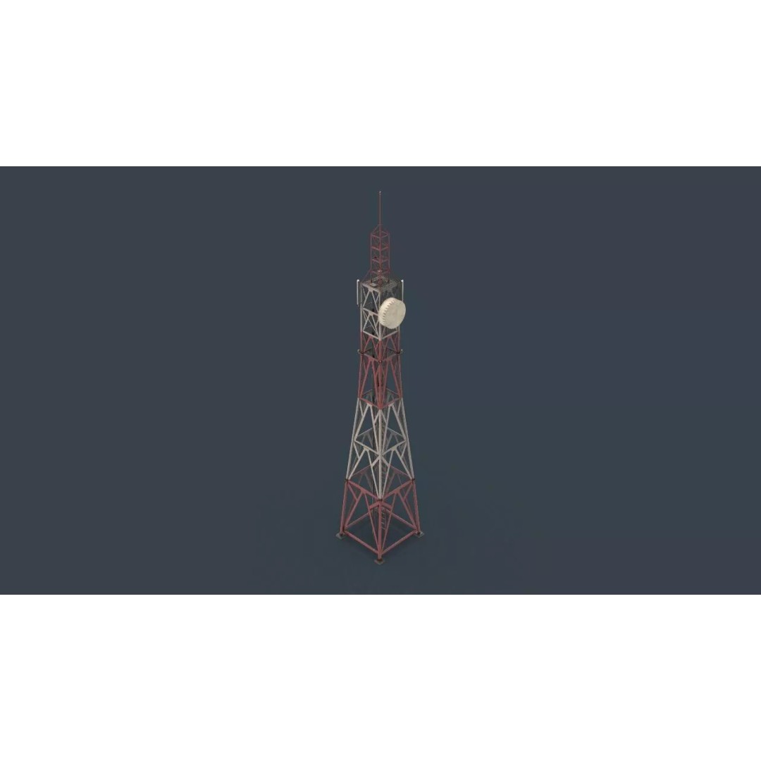 Radio Tower 3D Model – Low Poly Industrial Asset, PBR, FBX