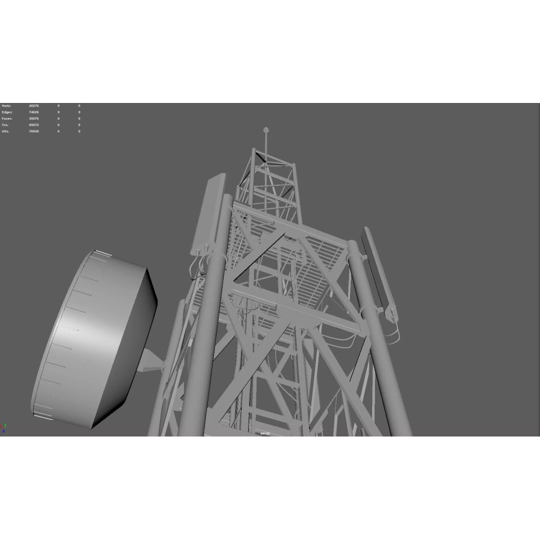 Radio Tower 3D Model – Low Poly Industrial Asset, PBR, FBX - View 11
