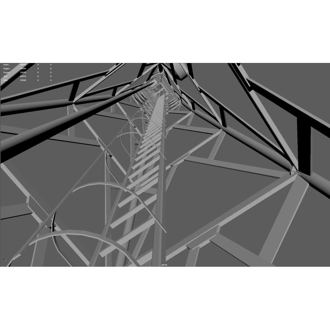 Radio Tower 3D Model – Low Poly Industrial Asset, PBR, FBX - View 17