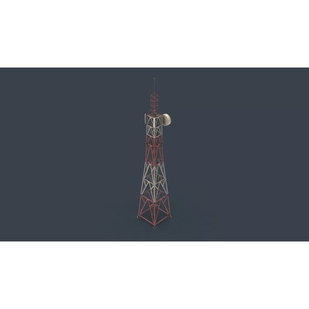 Radio Tower 3D Model – Low Poly Industrial Asset, PBR, FBX - View 18