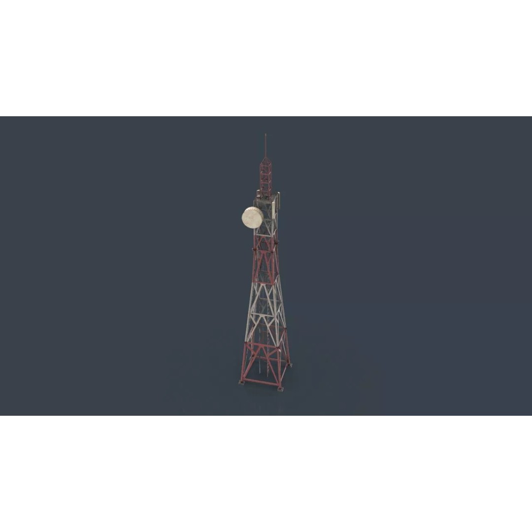 Radio Tower 3D Model – Low Poly Industrial Asset, PBR, FBX - View 19