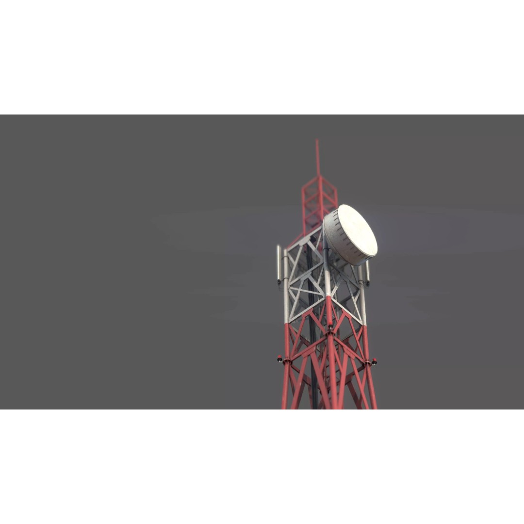 Radio Tower 3D Model – Low Poly Industrial Asset, PBR, FBX - View 3