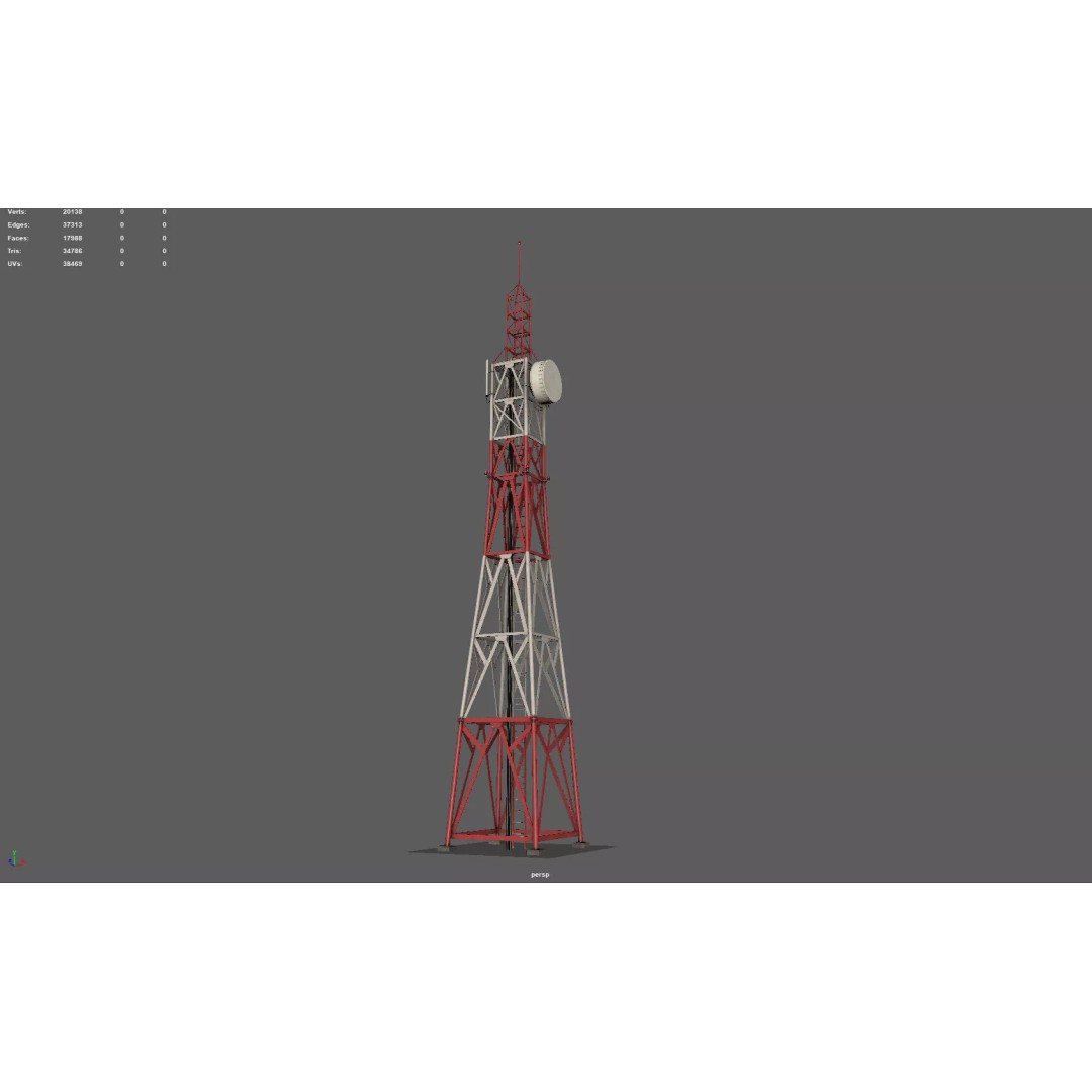 Radio Tower 3D Model – Low Poly Industrial Asset, PBR, FBX - View 5