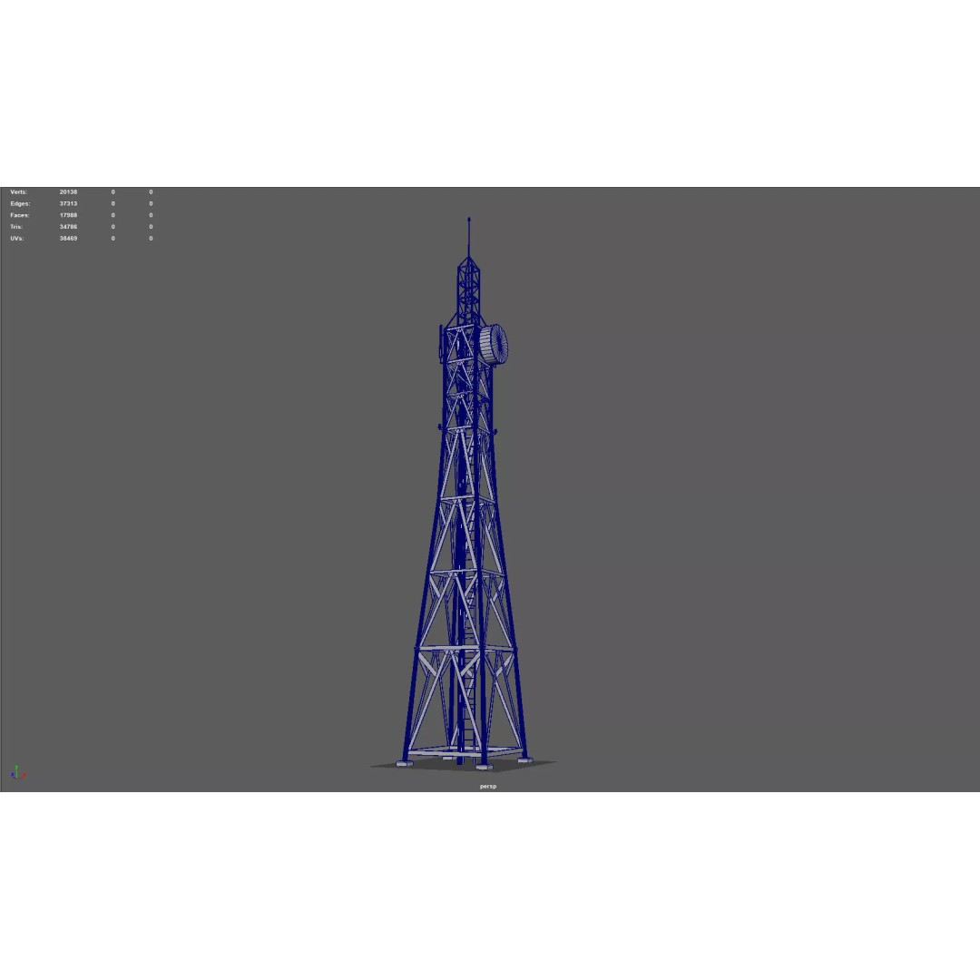 Radio Tower 3D Model – Low Poly Industrial Asset, PBR, FBX - View 7
