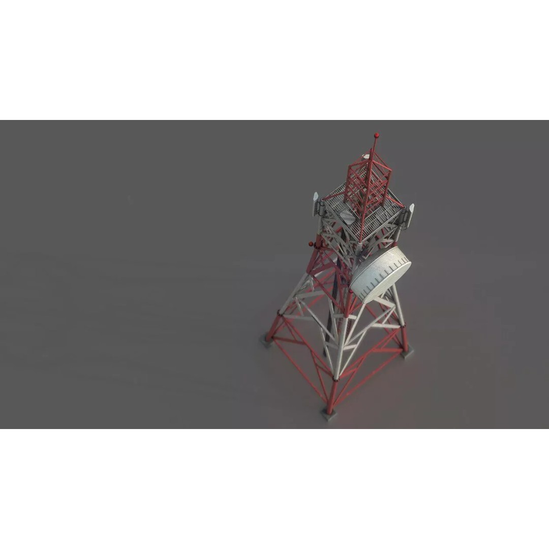 Radio Tower 3D Model – Low Poly Industrial Asset, PBR, FBX - View 8