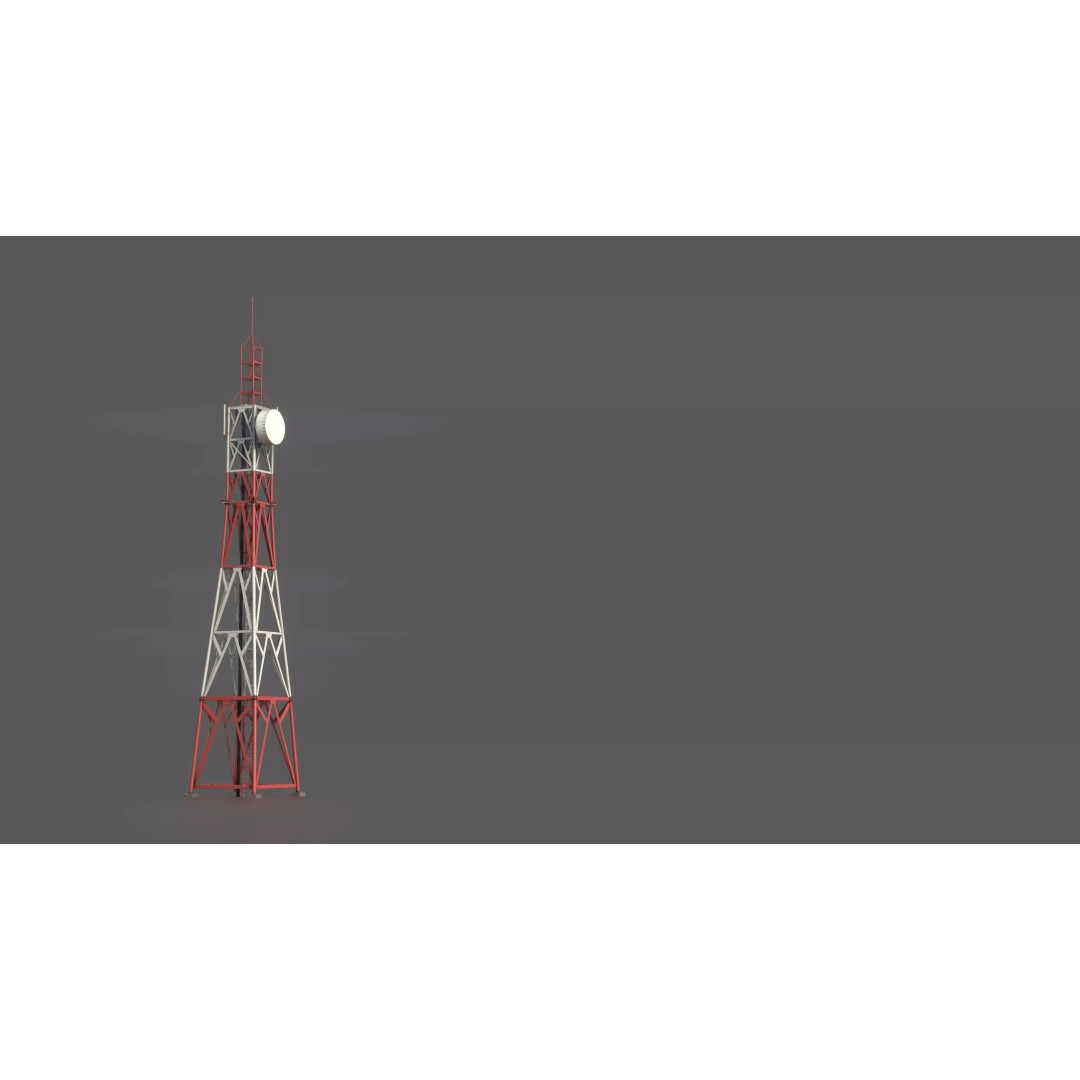 Radio Tower 3D Model – Low Poly Industrial Asset, PBR, FBX - View 9