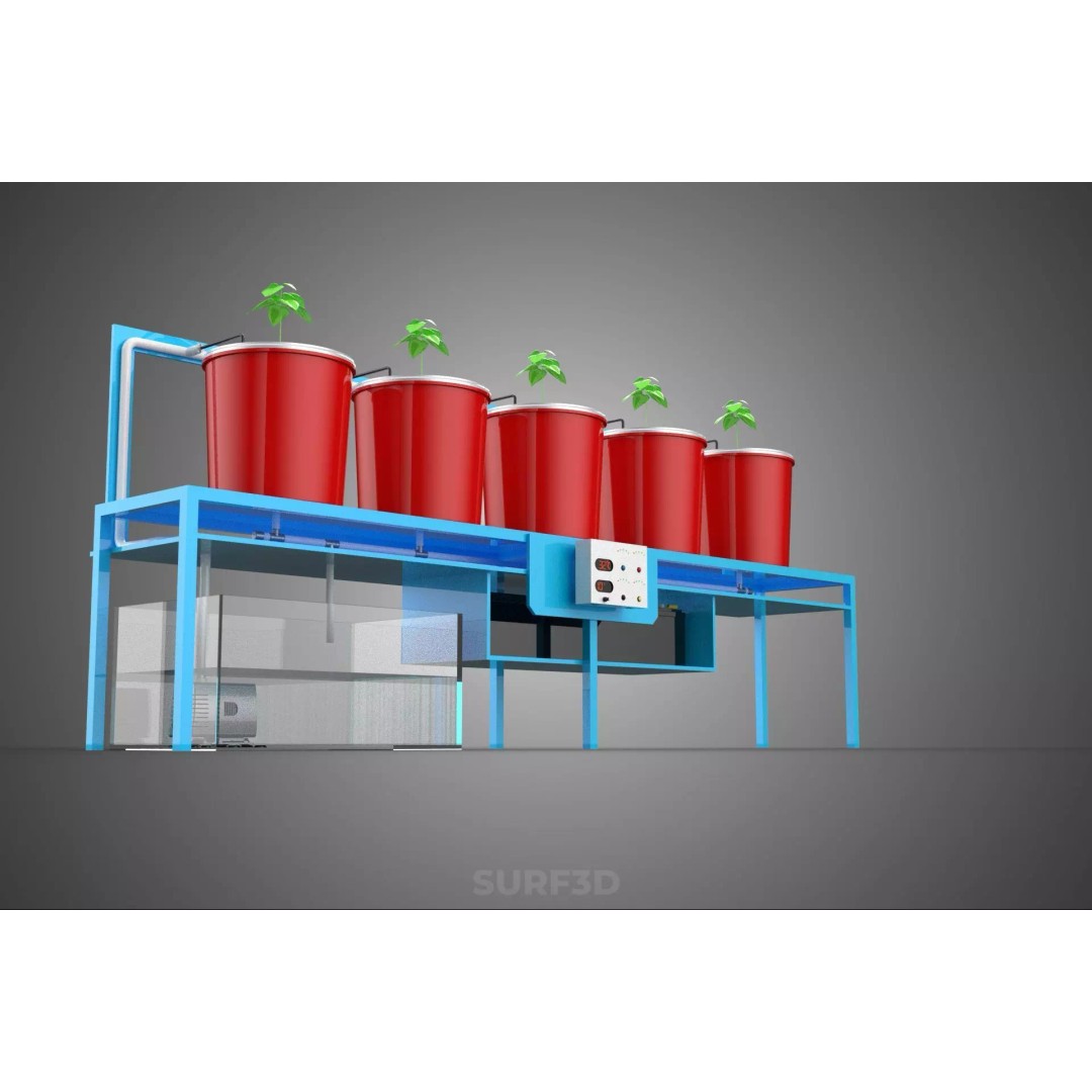 IoT Controlled Hydroponic Water Nutrient Delivery Dutch Bucket 3D Model – PBR Game Ready, FBX, OBJ - View 14
