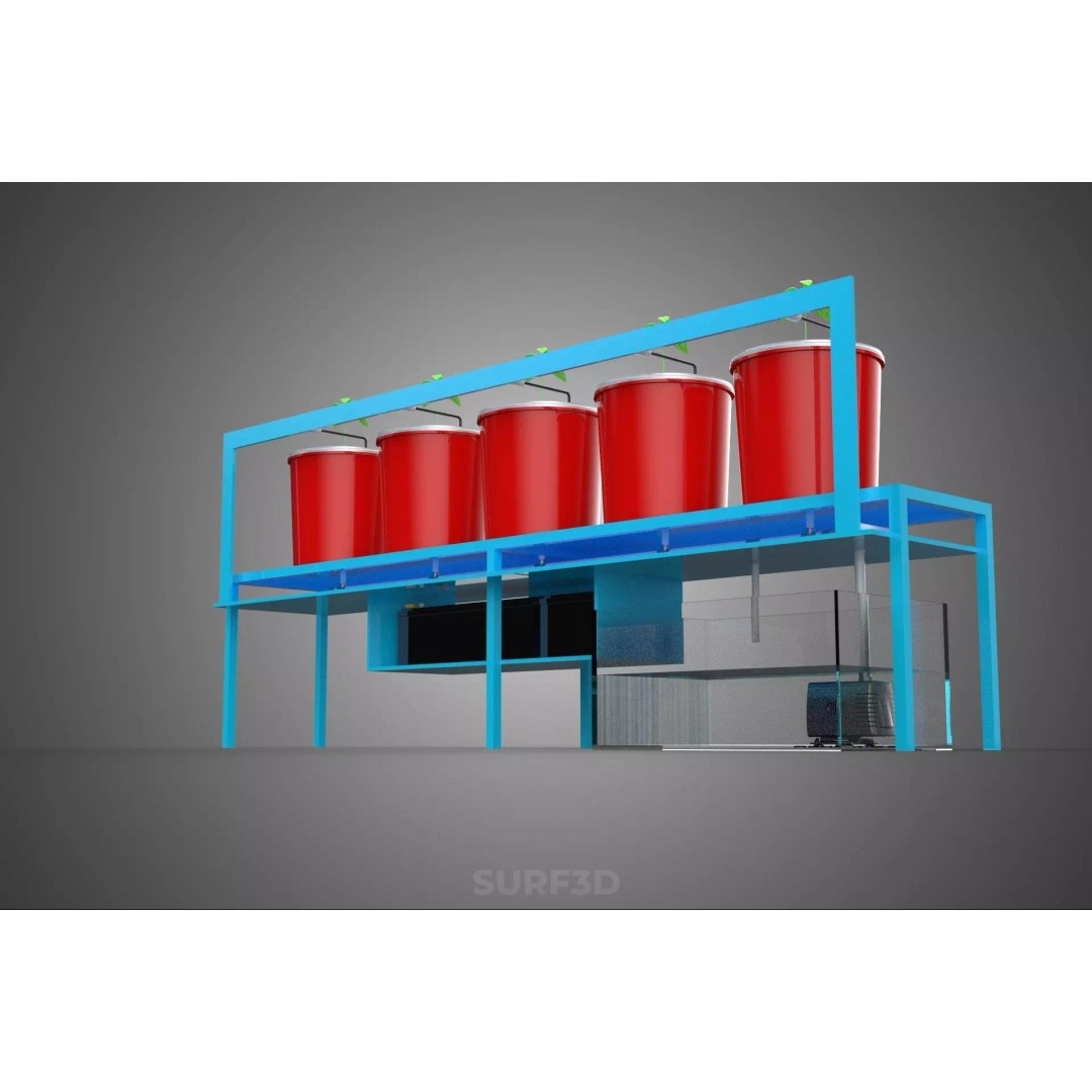 IoT Controlled Hydroponic Water Nutrient Delivery Dutch Bucket 3D Model – PBR Game Ready, FBX, OBJ - View 16