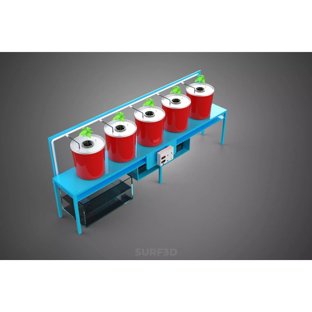IoT Controlled Hydroponic Water Nutrient Delivery Dutch Bucket 3D Model – PBR Game Ready, FBX, OBJ - View 3