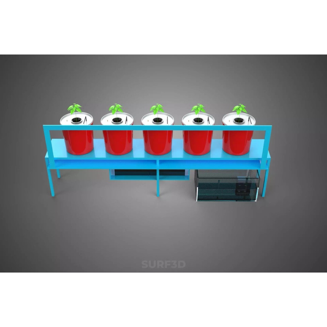 IoT Controlled Hydroponic Water Nutrient Delivery Dutch Bucket 3D Model – PBR Game Ready, FBX, OBJ - View 6