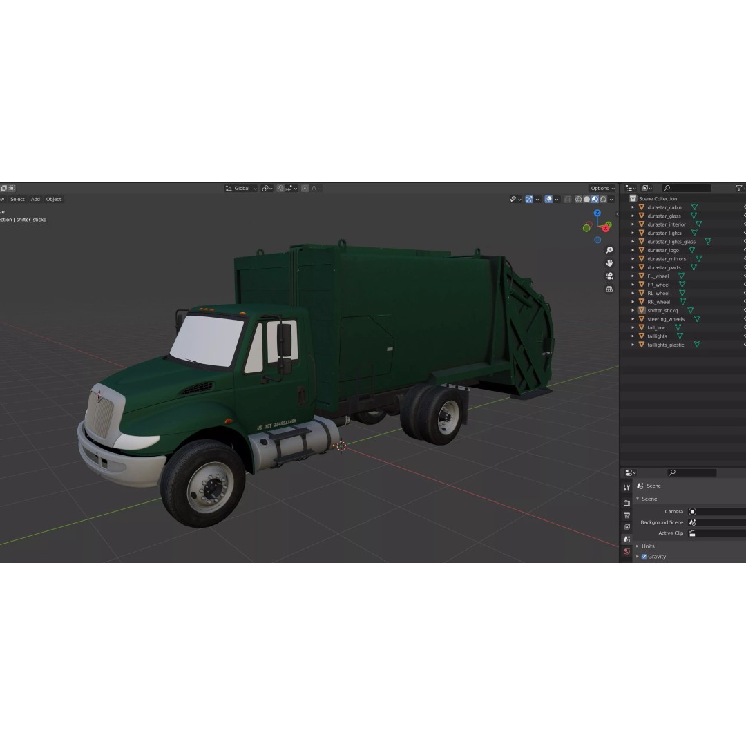Durastar Refuse Truck 3D Model – Low-Poly Game Asset, FBX, PBR