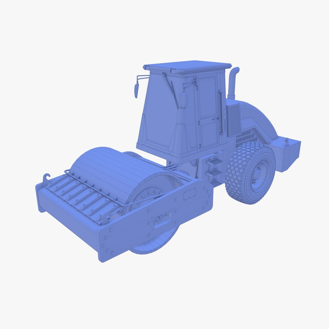 Road Roller 3D Model – Low Poly Industrial Machine, PBR Textures