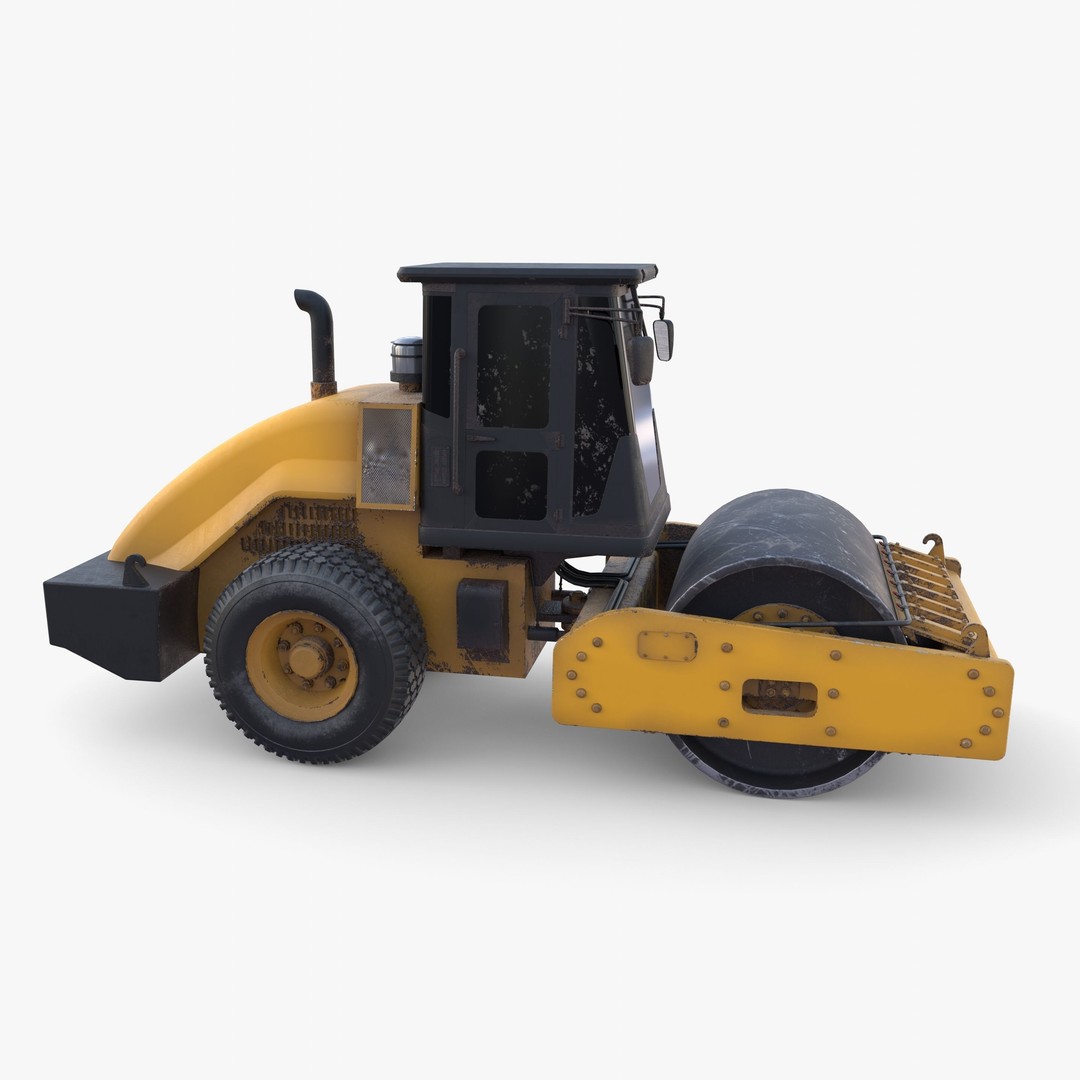 Road Roller 3D Model – Low Poly Industrial Machine, PBR Textures - View 10
