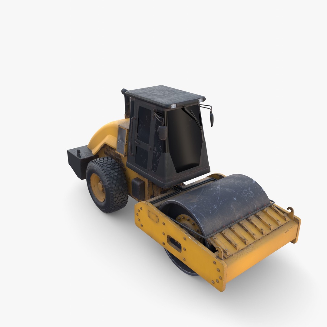 Road Roller 3D Model – Low Poly Industrial Machine, PBR Textures - View 16