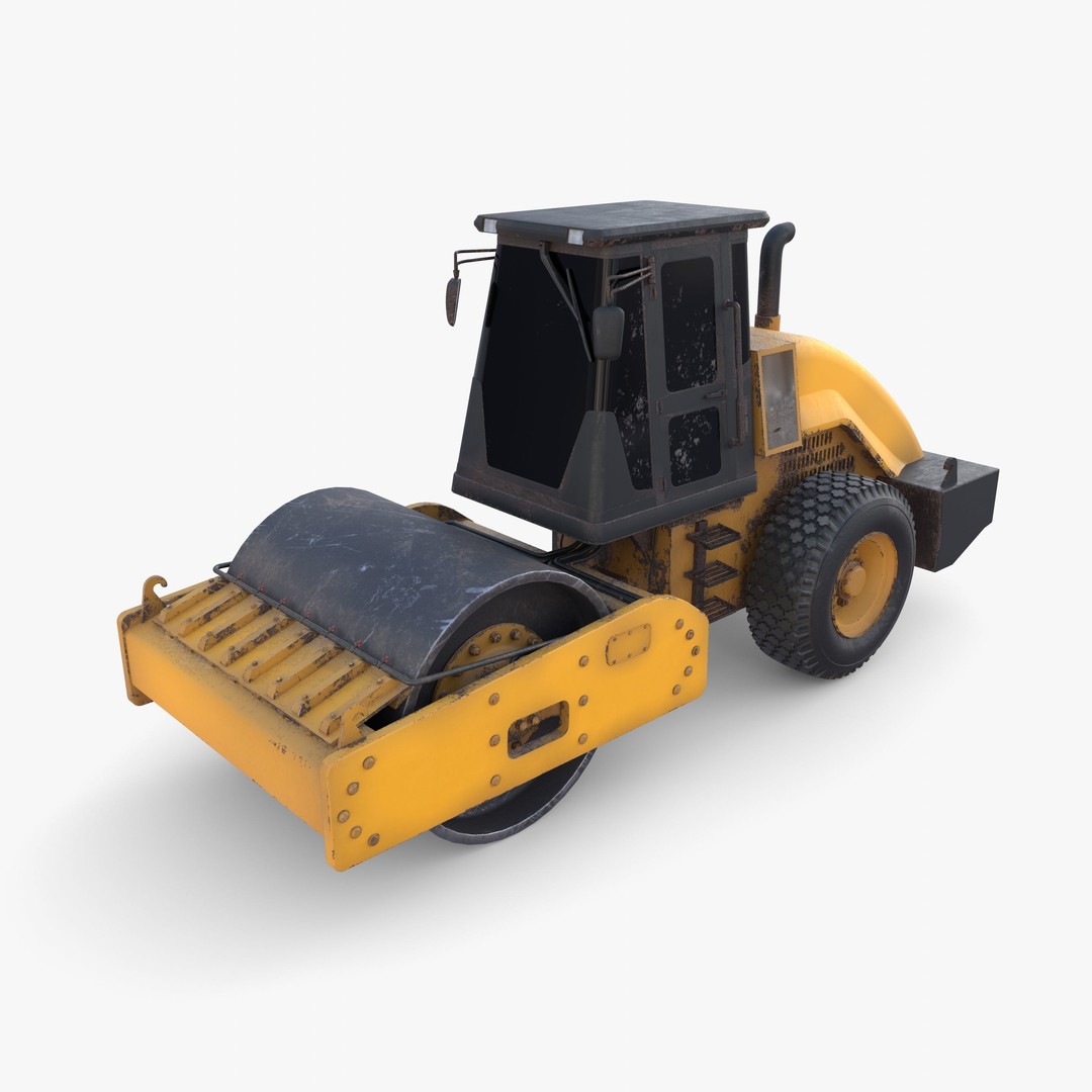 Road Roller 3D Model – Low Poly Industrial Machine, PBR Textures - View 17