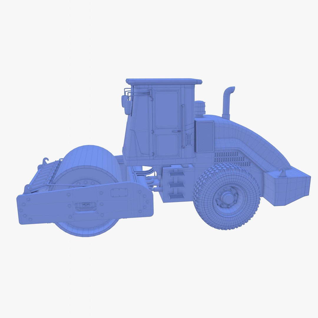 Road Roller 3D Model – Low Poly Industrial Machine, PBR Textures - View 19