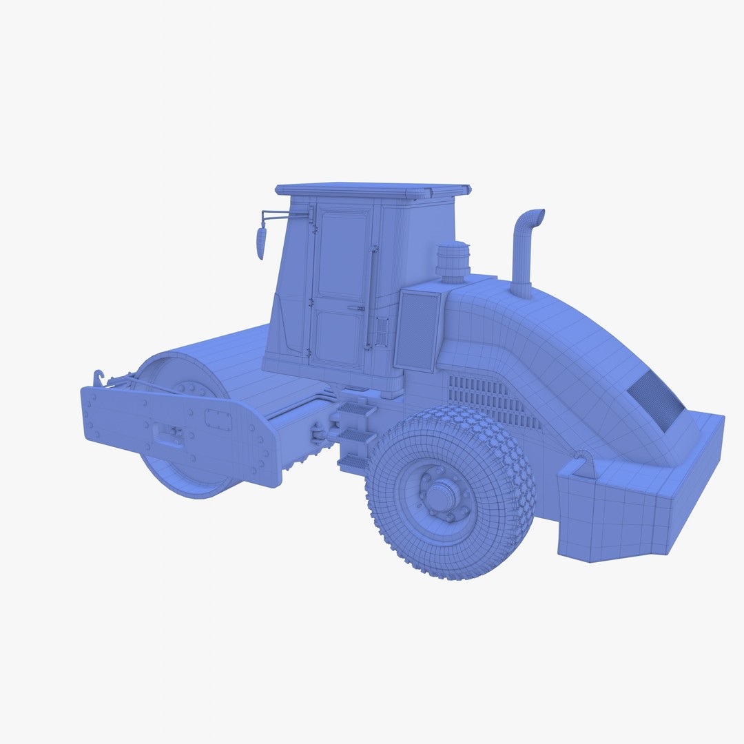 Road Roller 3D Model – Low Poly Industrial Machine, PBR Textures - View 21