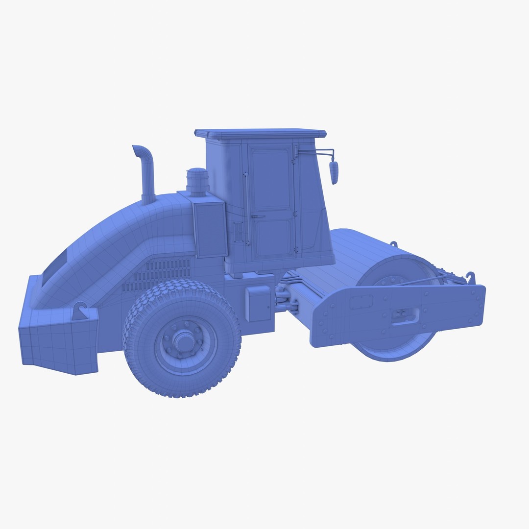 Road Roller 3D Model – Low Poly Industrial Machine, PBR Textures - View 24