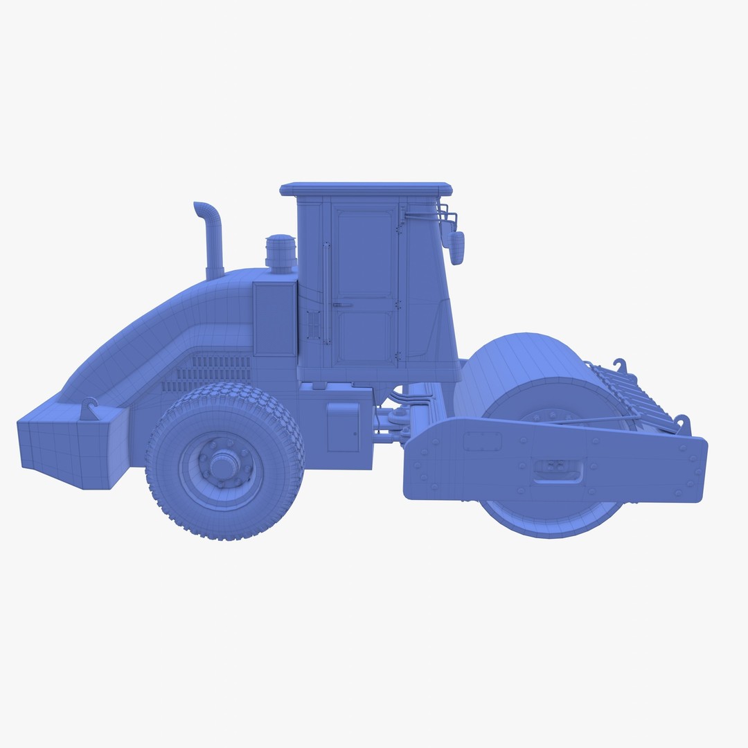Road Roller 3D Model – Low Poly Industrial Machine, PBR Textures - View 25