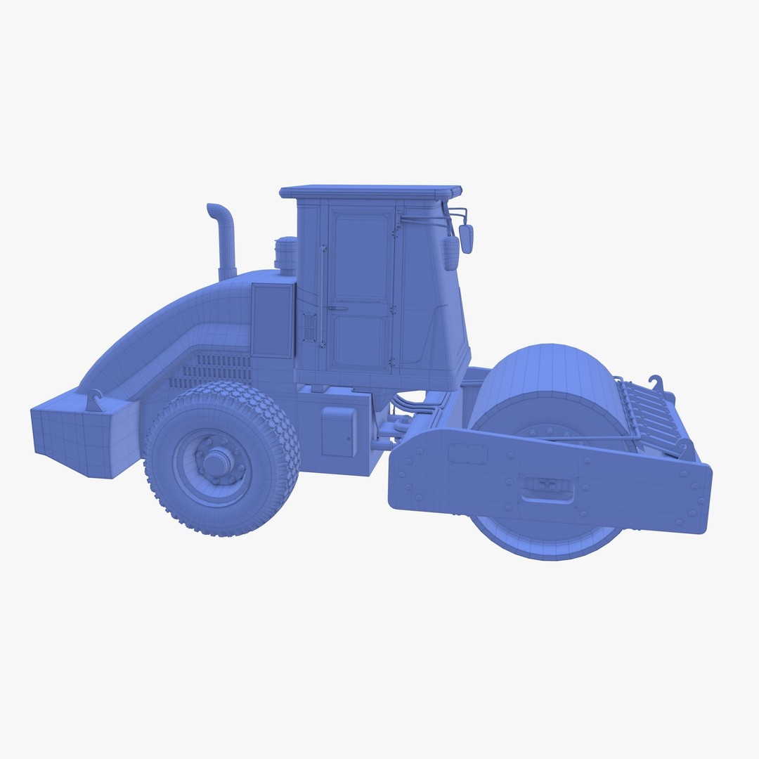 Road Roller 3D Model – Low Poly Industrial Machine, PBR Textures - View 26
