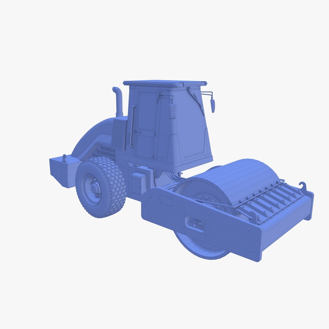 Road Roller 3D Model – Low Poly Industrial Machine, PBR Textures - View 27