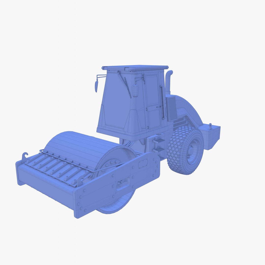 Road Roller 3D Model – Low Poly Industrial Machine, PBR Textures - View 28