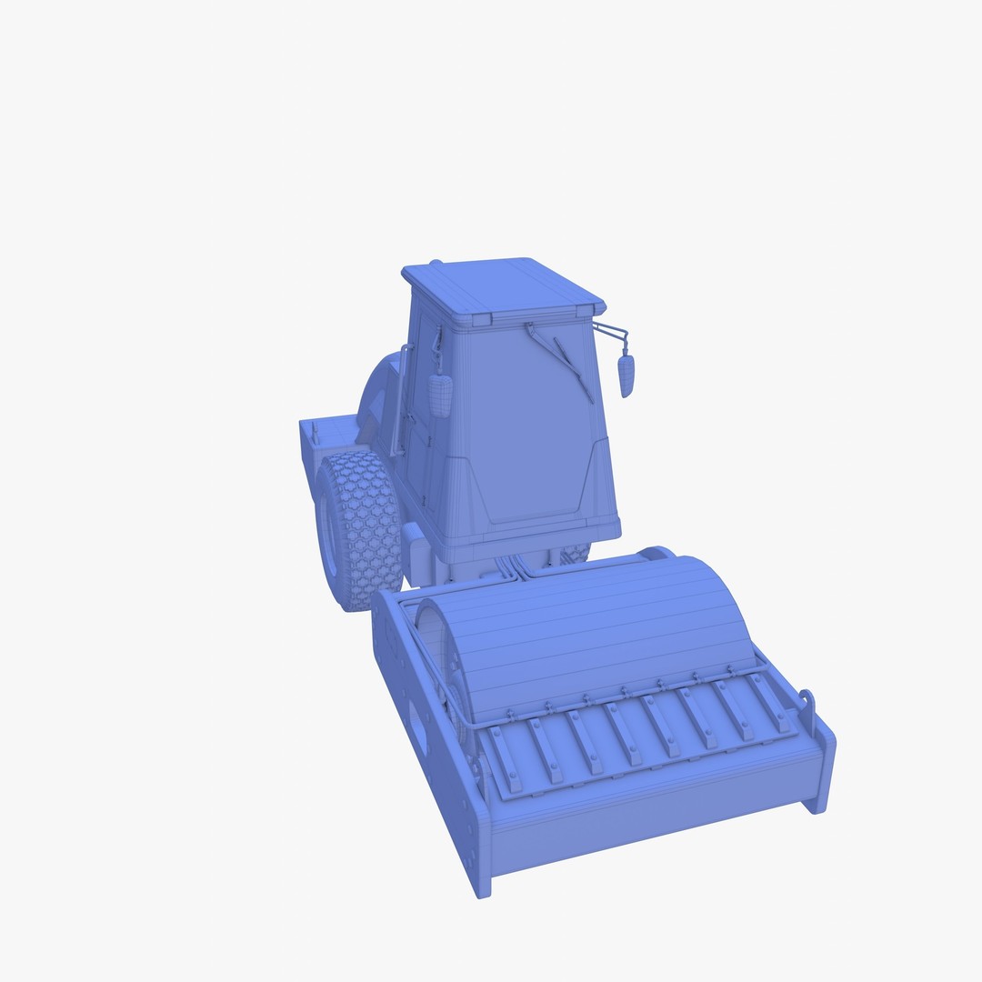 Road Roller 3D Model – Low Poly Industrial Machine, PBR Textures - View 32