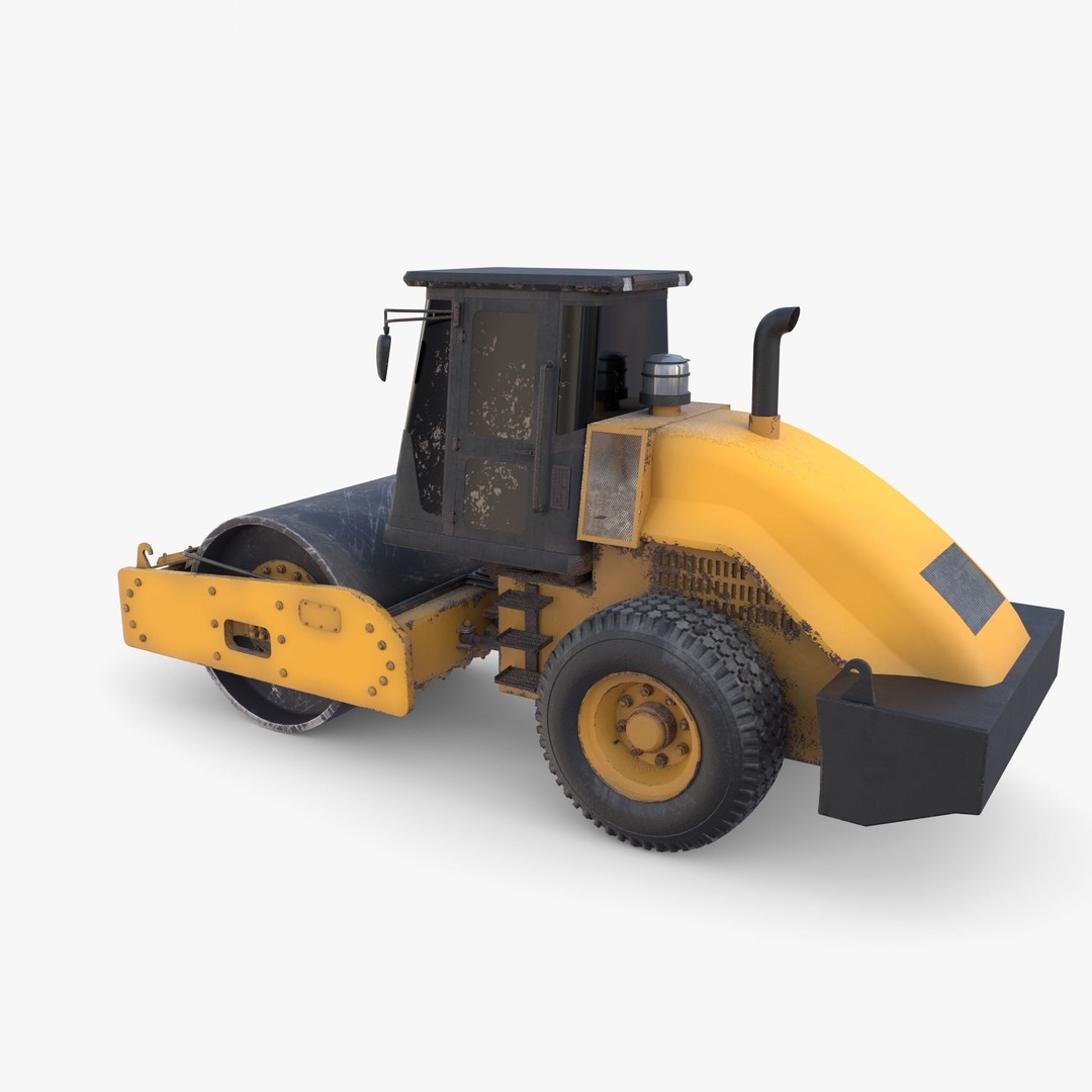 Road Roller 3D Model – Low Poly Industrial Machine, PBR Textures - View 5