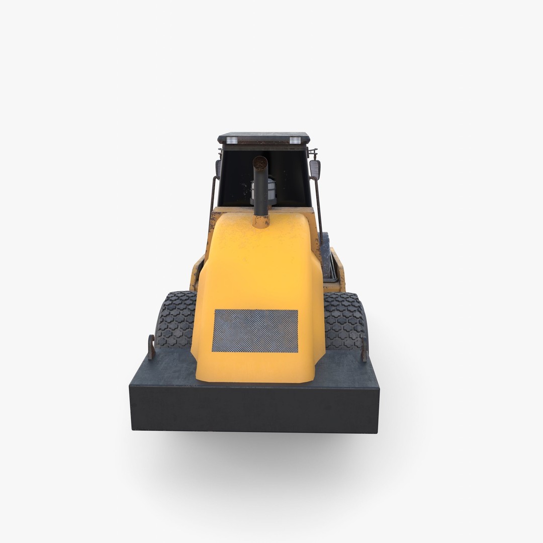 Road Roller 3D Model – Low Poly Industrial Machine, PBR Textures - View 7