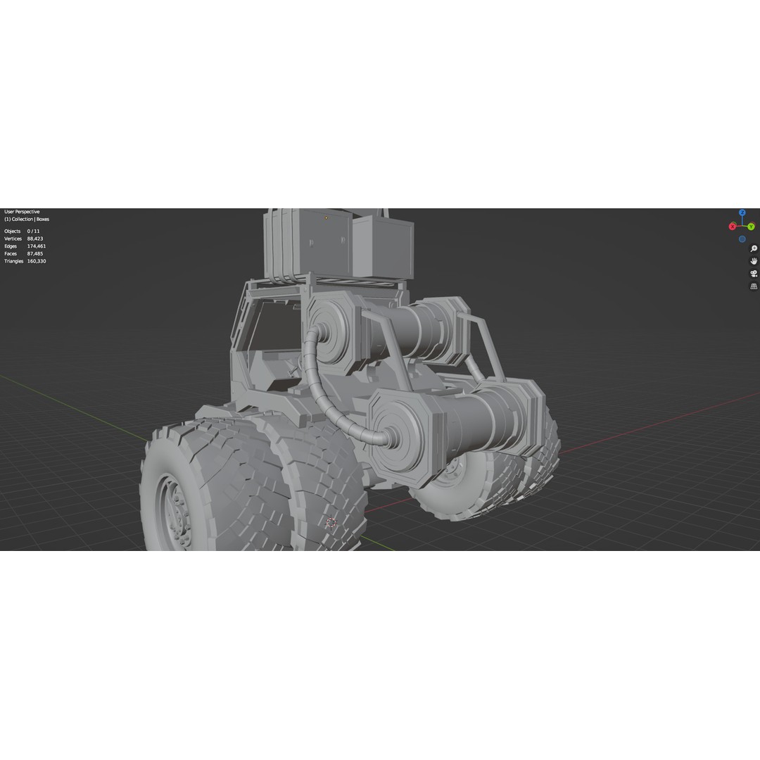 Industrial Machinery Vehicle 3D Model – Untextured Low-Poly Asset, FBX, OBJ