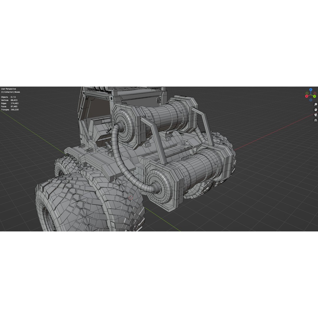 Industrial Machinery Vehicle 3D Model – Untextured Low-Poly Asset, FBX, OBJ - View 12