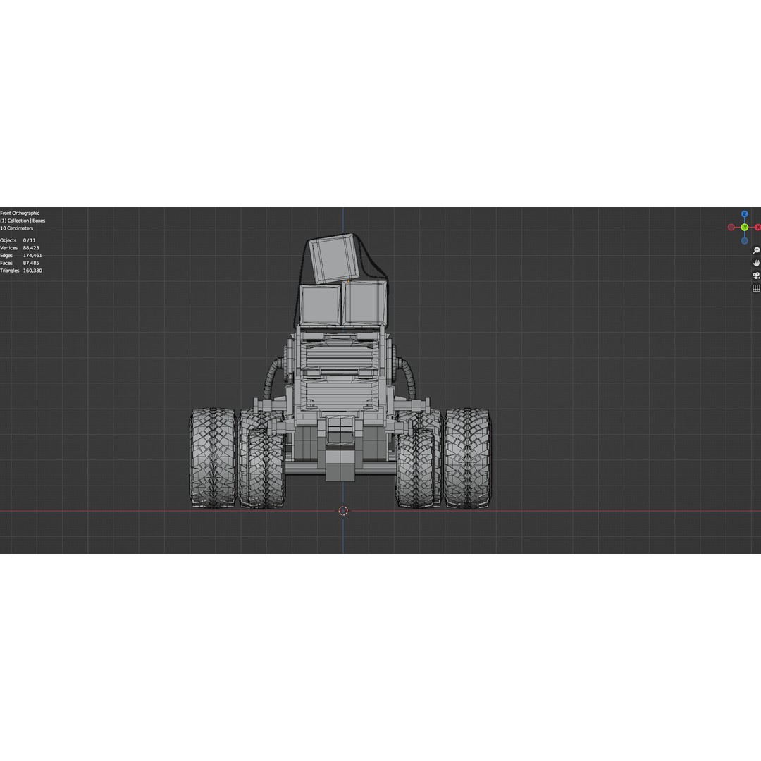 Industrial Machinery Vehicle 3D Model – Untextured Low-Poly Asset, FBX, OBJ - View 13