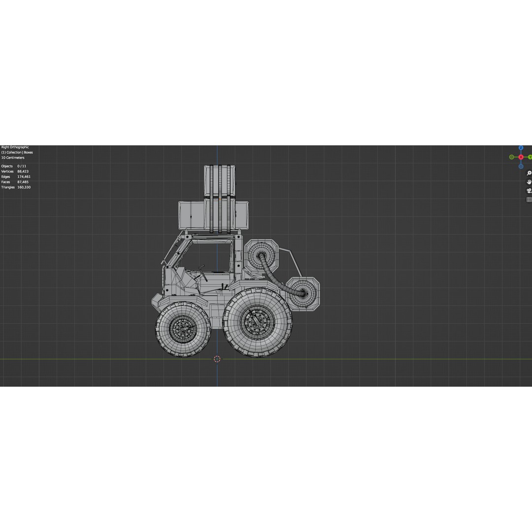 Industrial Machinery Vehicle 3D Model – Untextured Low-Poly Asset, FBX, OBJ - View 14
