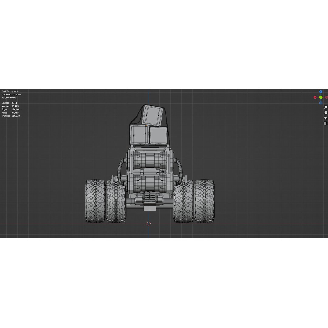 Industrial Machinery Vehicle 3D Model – Untextured Low-Poly Asset, FBX, OBJ - View 15