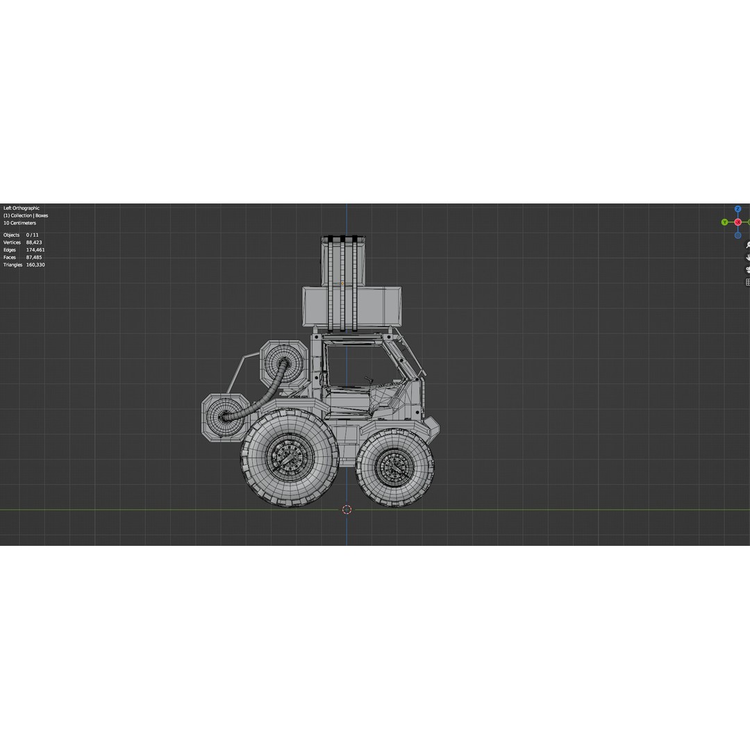 Industrial Machinery Vehicle 3D Model – Untextured Low-Poly Asset, FBX, OBJ - View 16