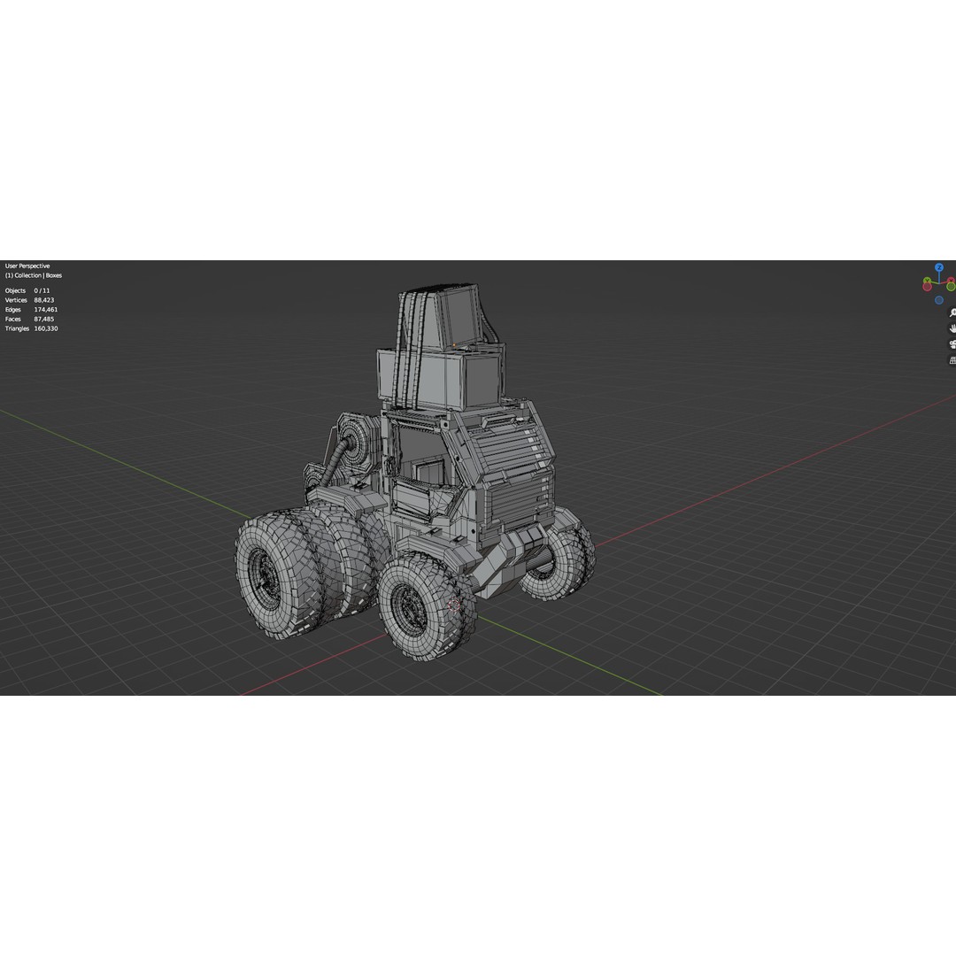 Industrial Machinery Vehicle 3D Model – Untextured Low-Poly Asset, FBX, OBJ - View 17