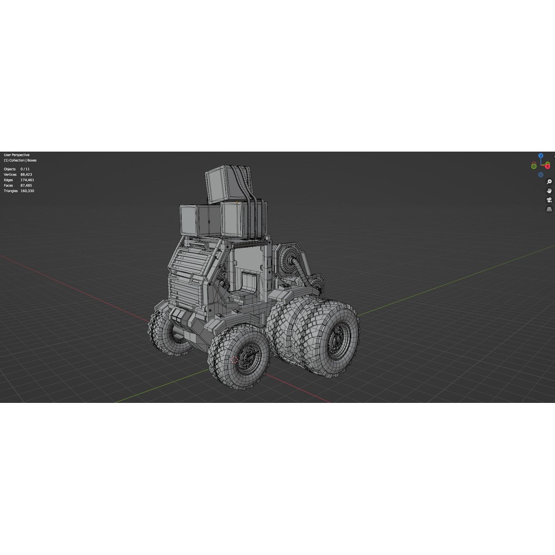 Industrial Machinery Vehicle 3D Model – Untextured Low-Poly Asset, FBX, OBJ - View 18