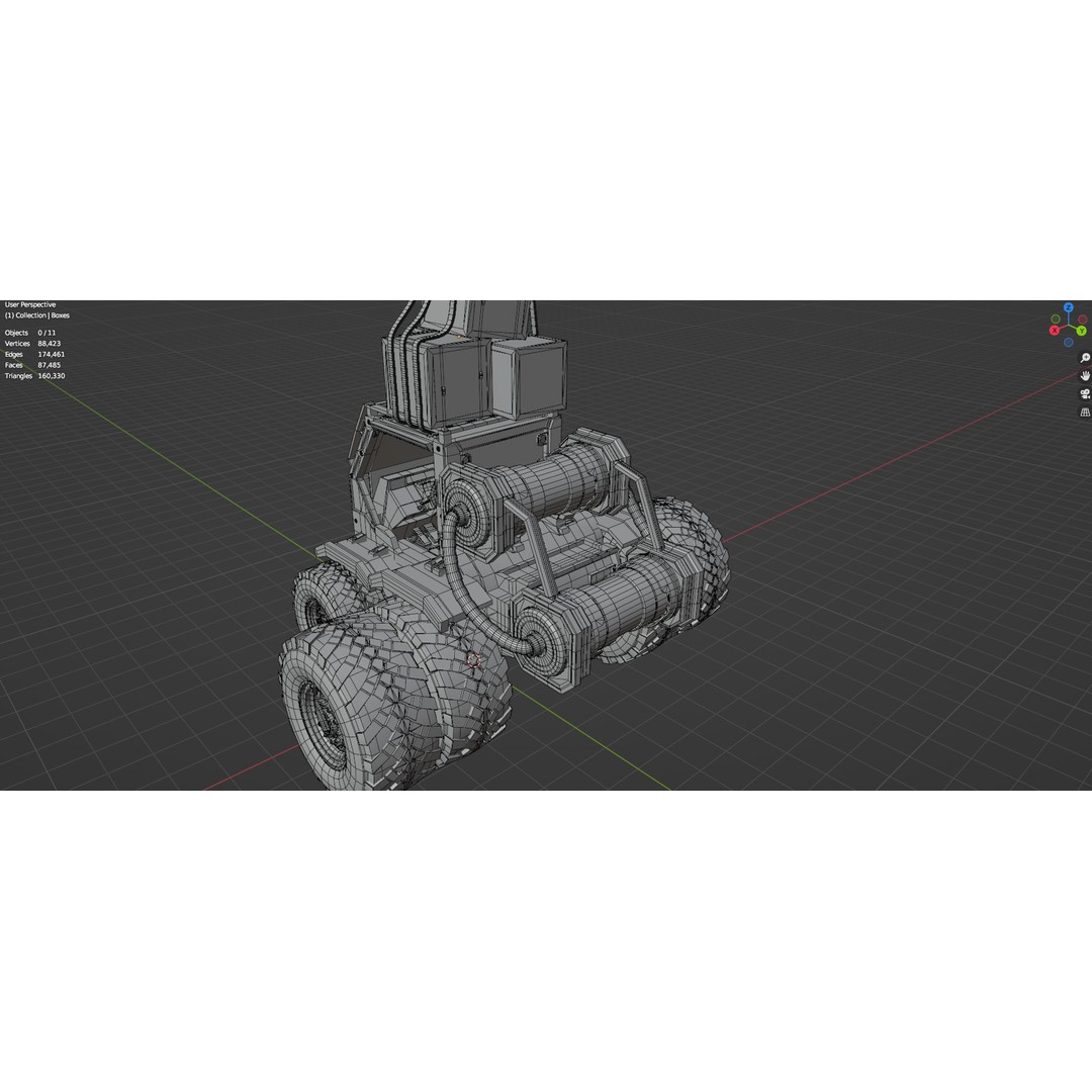 Industrial Machinery Vehicle 3D Model – Untextured Low-Poly Asset, FBX, OBJ - View 19